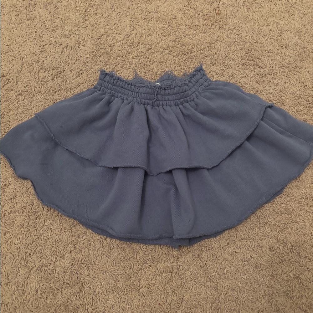 Aerie Dusty Blue Layered Ruffle Skirt
